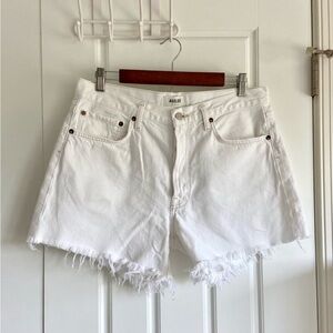 Agolde White Jean Shorts Distressed High-Waisted